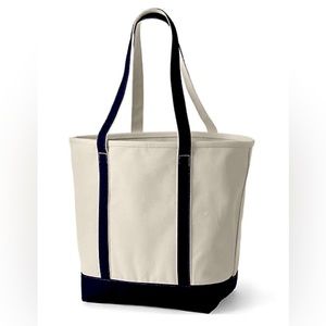 Land’s End XL Canvas Tote, Natural/Navy